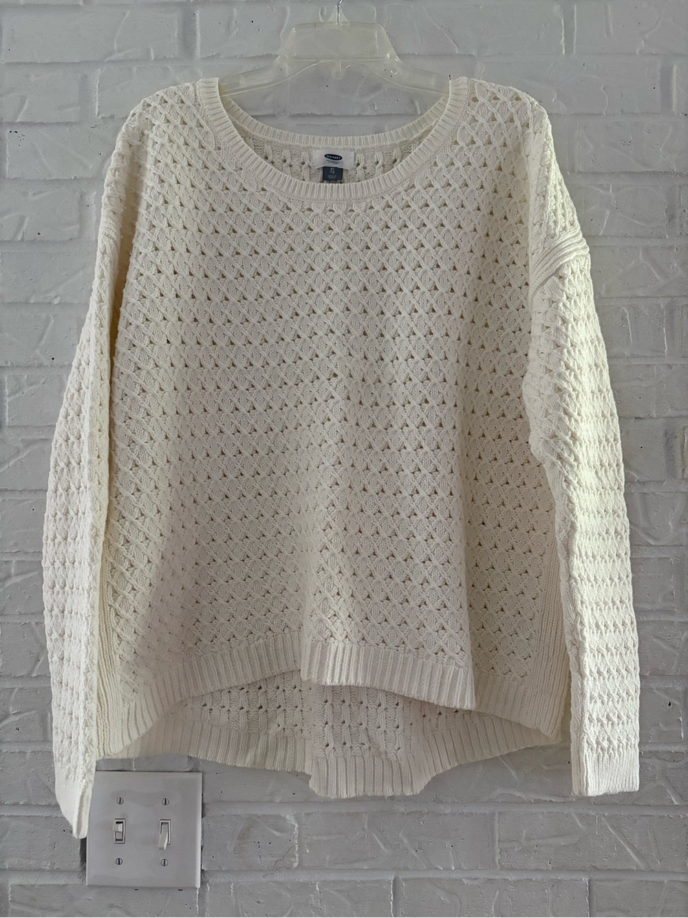 Old Navy Ivory Openwork Crewneck Sweater